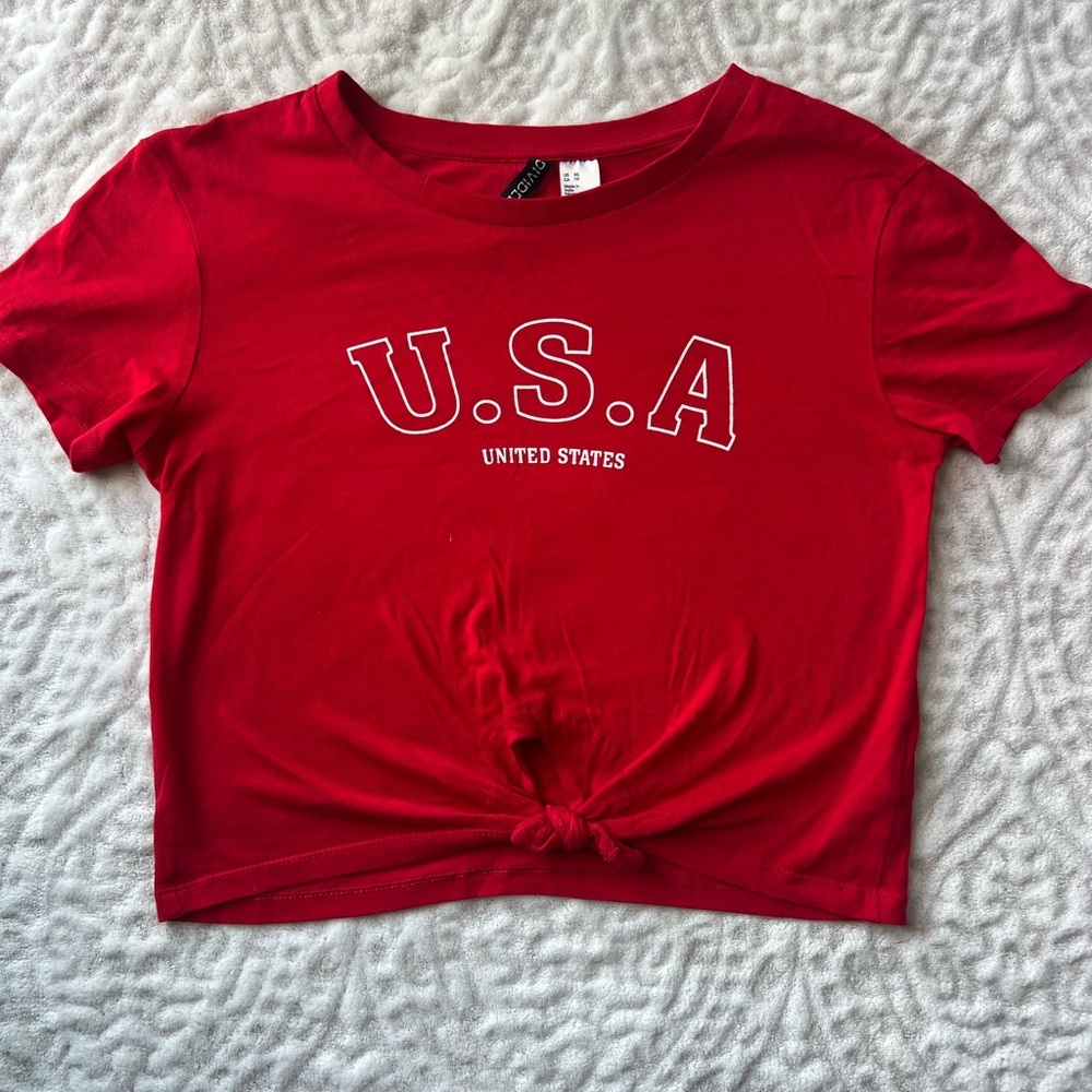 Women’s USA Graphic Red Crop Top | Size XS